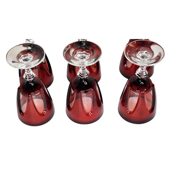 Cristal DArques Durand Ruby Wine Glasses Set Of 6 Gothic Arches Discontinued - Picture 8 of 12